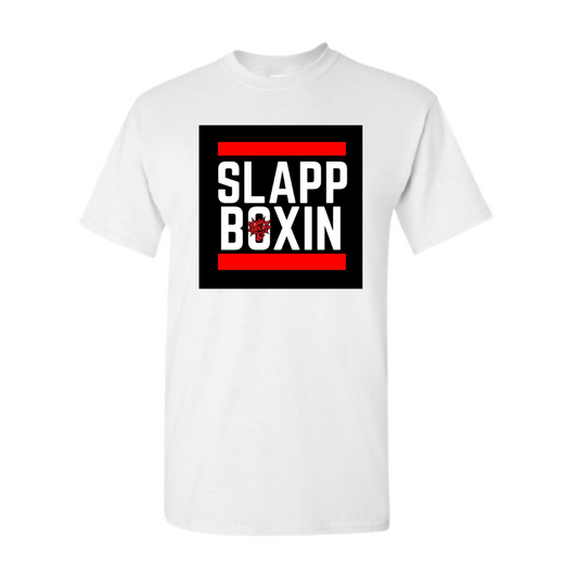 Slapp Boxin' Old School Hip Hop- White Tee