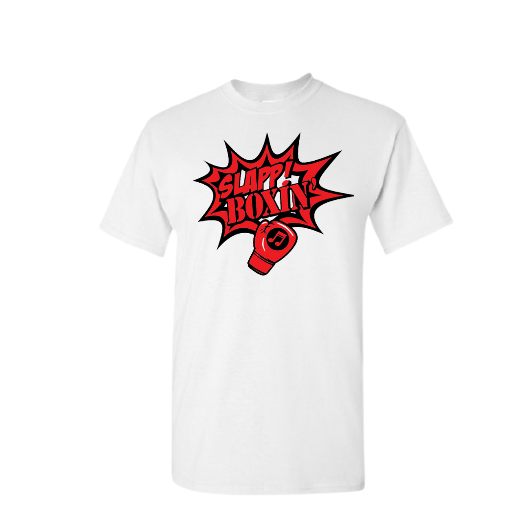 Classic Red & Black Slapp Boxin' Logo- White Tee