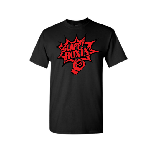 Original Classic Red & Black Slapp Boxin' Logo- Black Tee