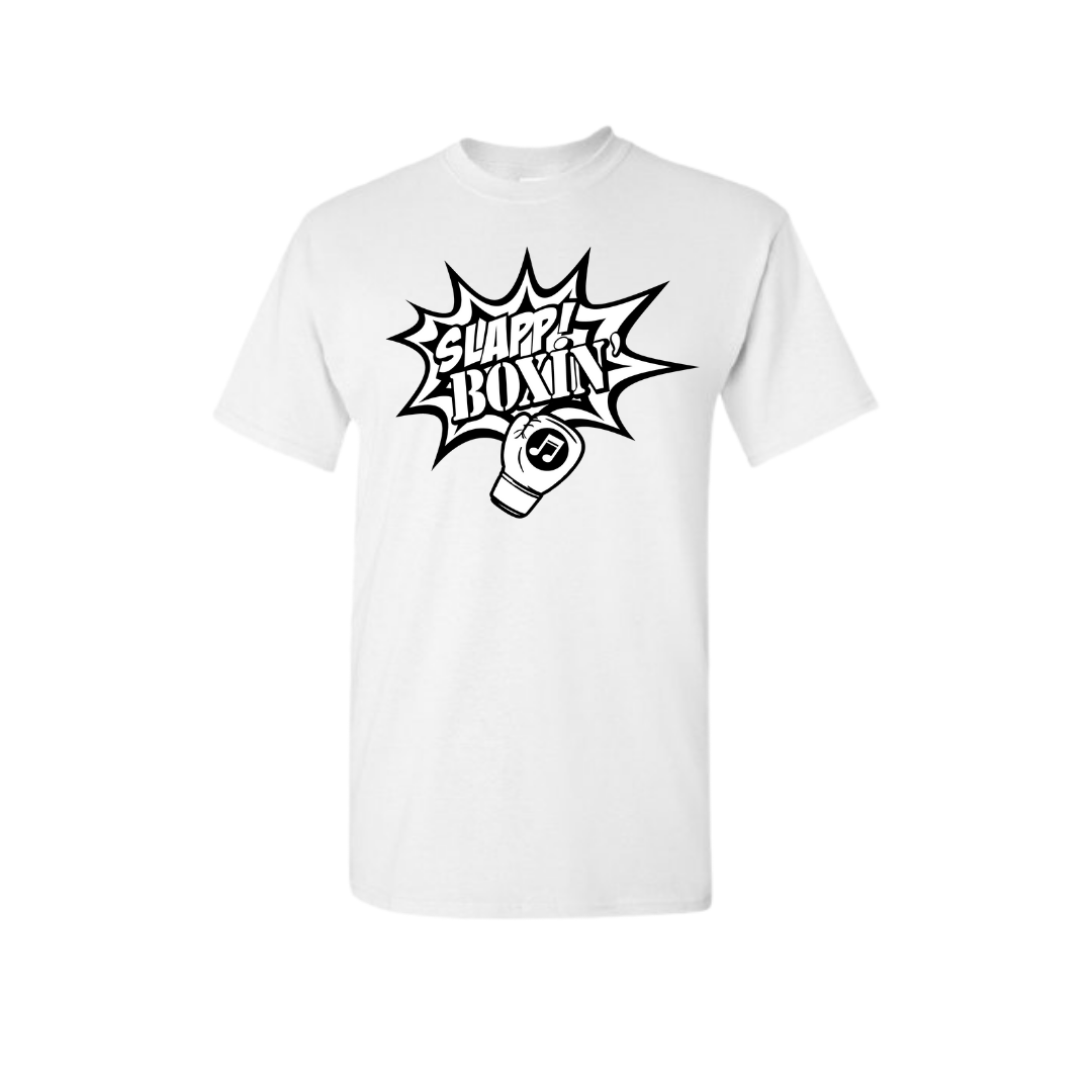 Classic White & Black Slapp Boxin' Logo- White Tee