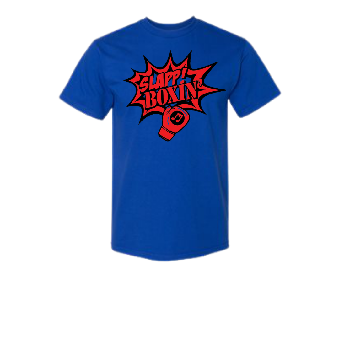 Original Classic Red & Black Slapp Boxin' Logo- Blue Tee