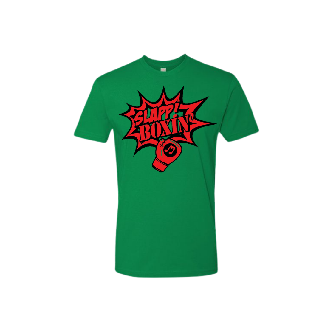 Original Classic Red Slapp Boxin' Logo-Green Tee