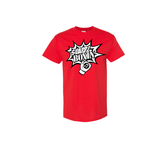 Classic White & Black Slapp Boxin' Logo- Red Tee